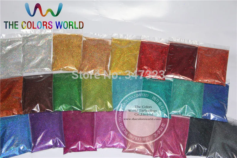 

24 Laser Holographic Colors 0.1MM fine Glitter Powder for nail decoration and others DIY Accessories