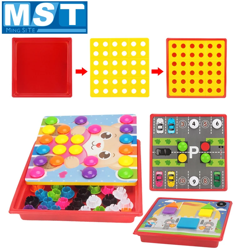 

3D Puzzles Toys Colorful Buttons Assembling Mushrooms Nails Baby Mosaic Composite Picture Puzzles Board Game Educational Toys