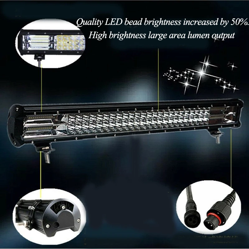 

1pcs car headlights Driving work lamp Auto Lamp 20 Inch 3 Row 288w LED Light Bar For Offroad ATV SUV Light Truck Led Work Lights