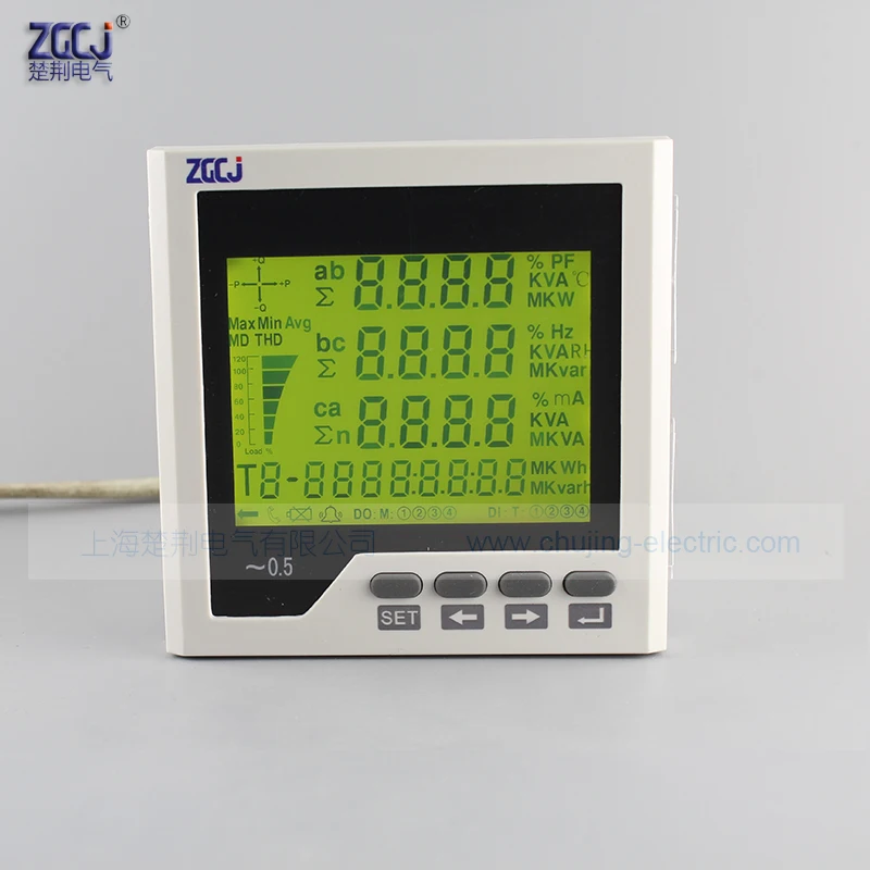 

CJ-3D3Y 3 phase multifunction meter LCD display 3 phase voltage , 3 phase current line voltage W,Var,VA KWh, KVarh with RS485