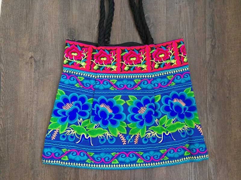 New Double-sided embroidery Ethnic bags Vintage large size canvas bag woman bag casual shoulder bags