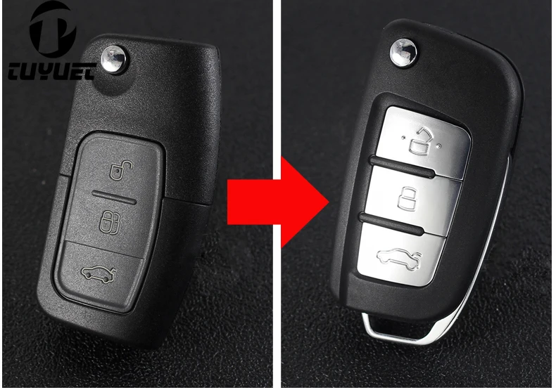 3 Buttons Modified Flip Folding Remote Key Shell Case for Ford Mondeo Focus Fiesta S-MAX FOB Key Cover