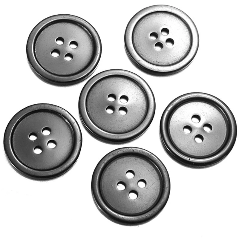 10pcs/Set 7 Sizes 4 Holes Retro Resin Black Button Decor For Sewing Crafts Clothes Coat DIY Muppet Decorative Accessories Tool