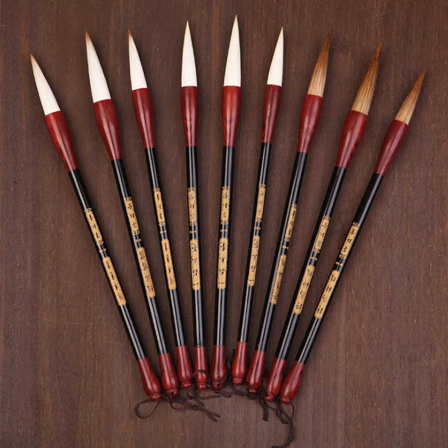 9 pcs Chinese Calligraphy Brushes Weasel Mixed wool hair painting brush pen for artist painting calligraphy Best art gift