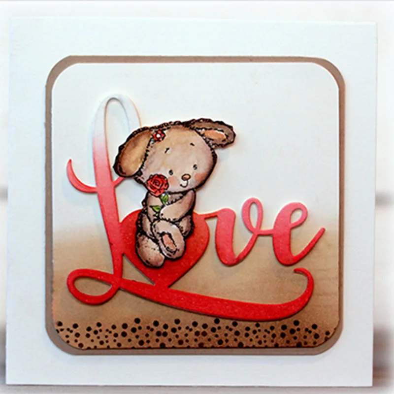 Kisses Cuddles Hedgehog Bear Transparent Clear Silicone Stamp for DIY Scrapbooking/Photo Album Valentine Decorative Card Making