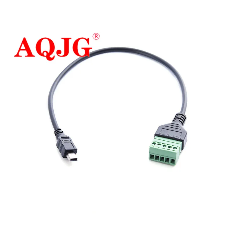 30cm Mini 5p revolution green terminal screw screw pluggable connector data transmission and charging extension cable