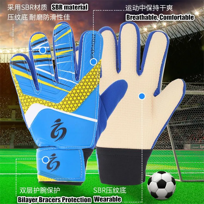 300p Children Football Fans Goalkeeper Gloves,Non-slip Foaming PU Leather Soccer Gloves,Suitable for 7-15 age Boys Goalie Gloves