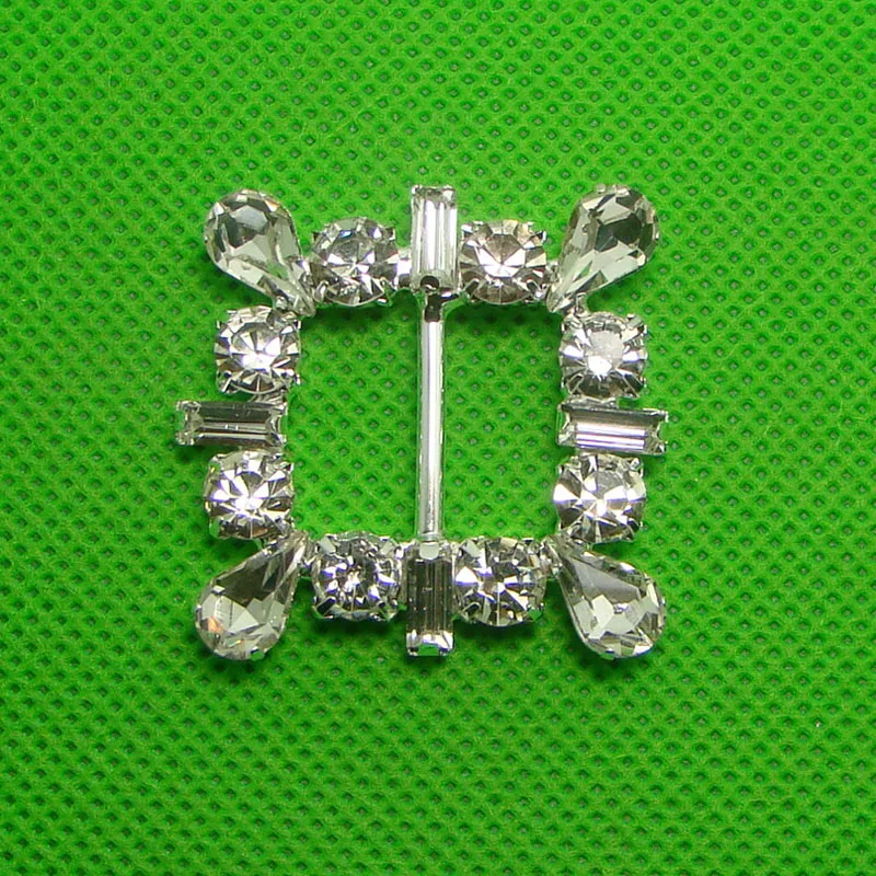New 17mm bar silver crystals Fancy Square Buckle bags garments shoes fabric wedding gift ornament accessory 12pcsx