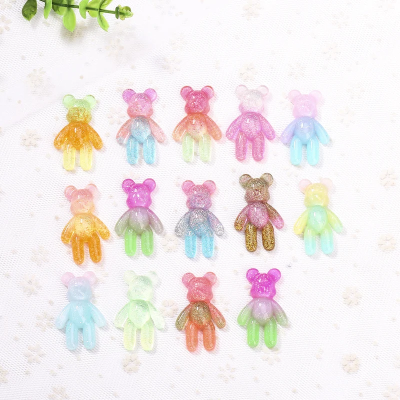 

20Pcs 28*45 MM Violent Bear Charms Flatback Resin Cabochons Necklace Pendant Keychain Crafts for Jewelry Diy Making