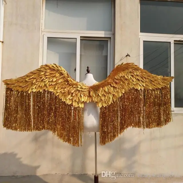 

Sexy silver gold Tassels angel feather wings nice fairy wings Automobile Exhibition stage performance Cosplay shooting props fre