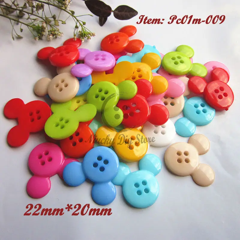 120pcs 4 holes Mixed color Mickey scrapbooking buttons plastic craft decoration buttons handmade sewing material wholesale