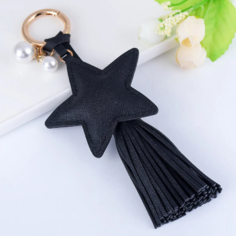 PU Leather Tassel With Star Bags Pendant Car Keychain Fashion Women Handbag Jewelry Gift R282