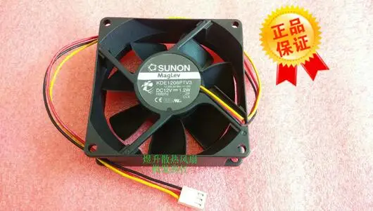 Original PRPKDFAN 8025  DC12V 1.2W 80*80*25MM KDE1208PTV3 13.MS.B1995.AF.GN  3 Wire Fan