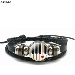 Piano Keyboard Buckle Bracelet Multi-layer Leather Bracelet Bangle Men Women Fashion Handmade Jewelry Music Teacher Lover's Gift