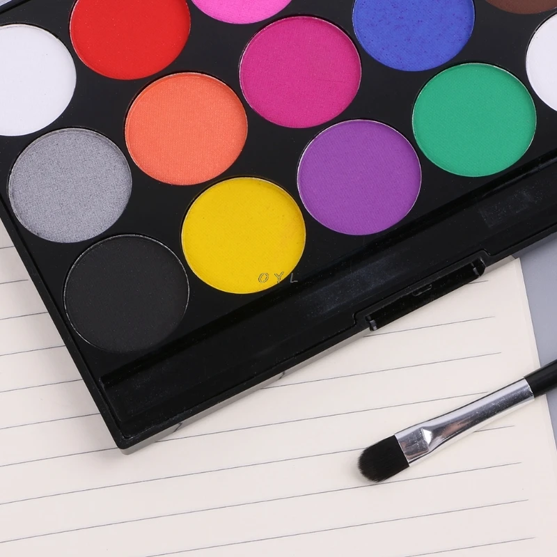 Maquillaje corporal de 15 colores, pintura al agua no tóxica, Kit de pintura al óleo para la cara y el cuerpo con pincel para Navidad, fiesta de