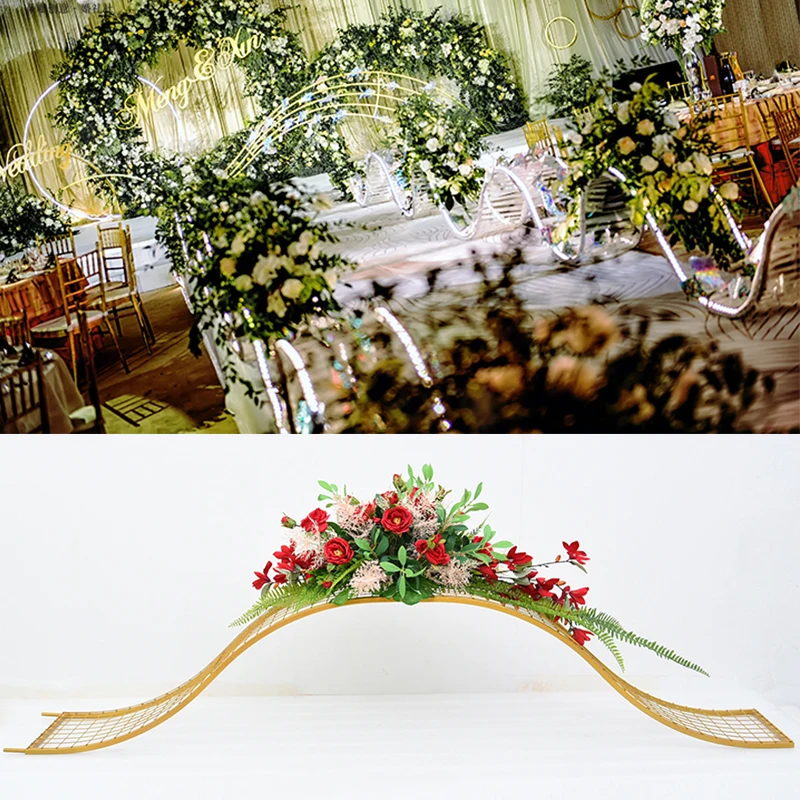 JAROWN Wedding Wrought Iron Wave Grid Props Activity Stage T Station Flower Arrangement Decor Wedding DIY Home Party Decorations