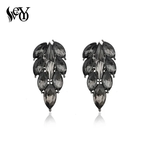

VEYO Leaves Grape Cute Crystal Stud Earrings for Women Romantic Brincos New