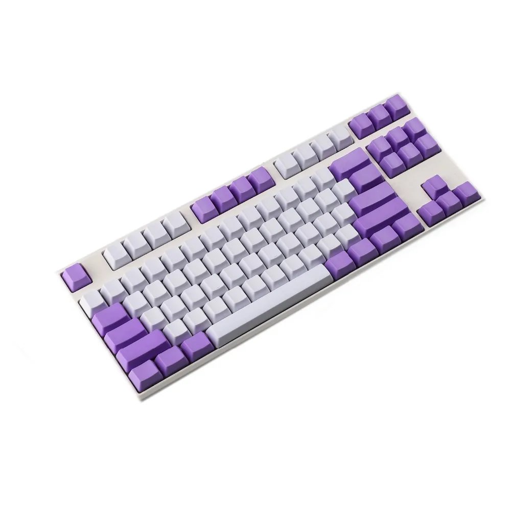 YMDK White Purple Mixed 108 87 61 ANSI Keyset OEM Profile Thick PBT For MX Switches Mechanical Gaming Keyboard (Only Keycap)