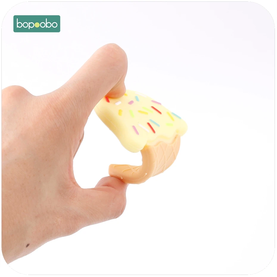 Bopoobo Ice Cream Lovely Silicone Teether Baby Toys Teething Chewable BPA Free Pendant For Nursing Necklace Baby Teether