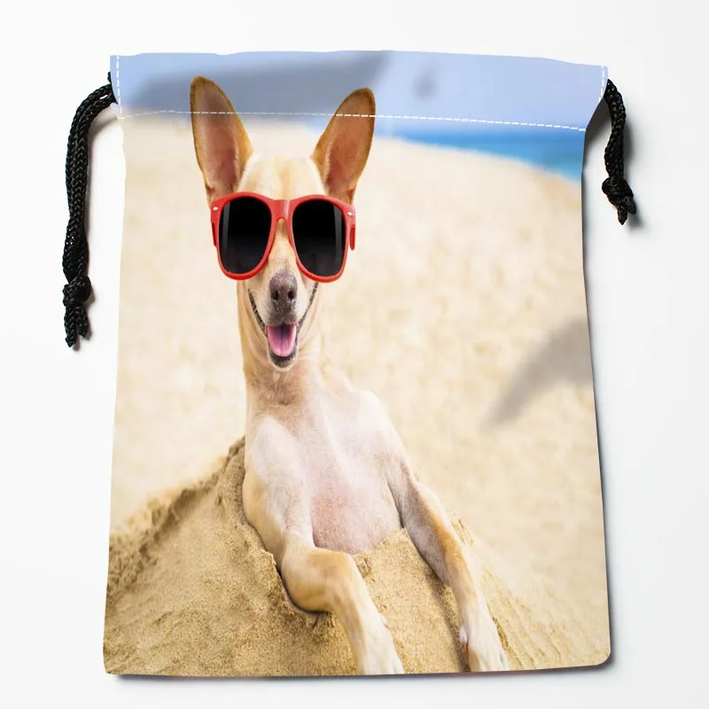 Bolsas personalizadas con cordón para perro Chihuahua, bolsas de regalo impresas, de compresión de más tamaño, 18x22cm