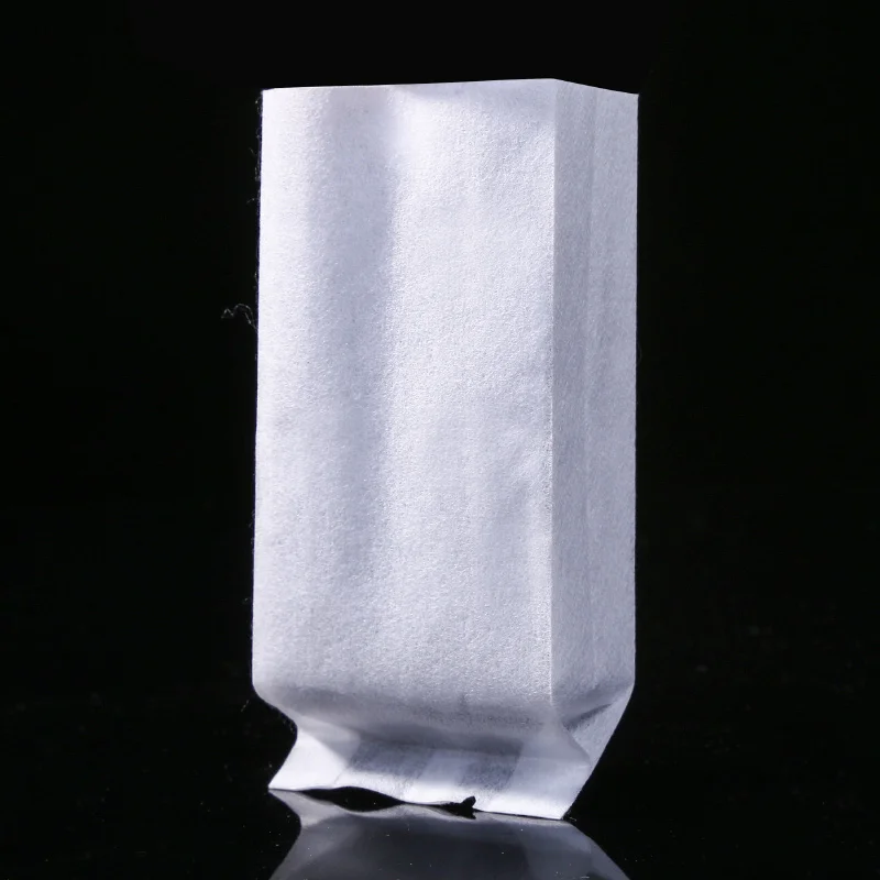 Various Sizes 100pcs White Side Gusset Cotton Paper Packaging Bags Heat Sealable Open Top Paper Bag for Tea Food Storage