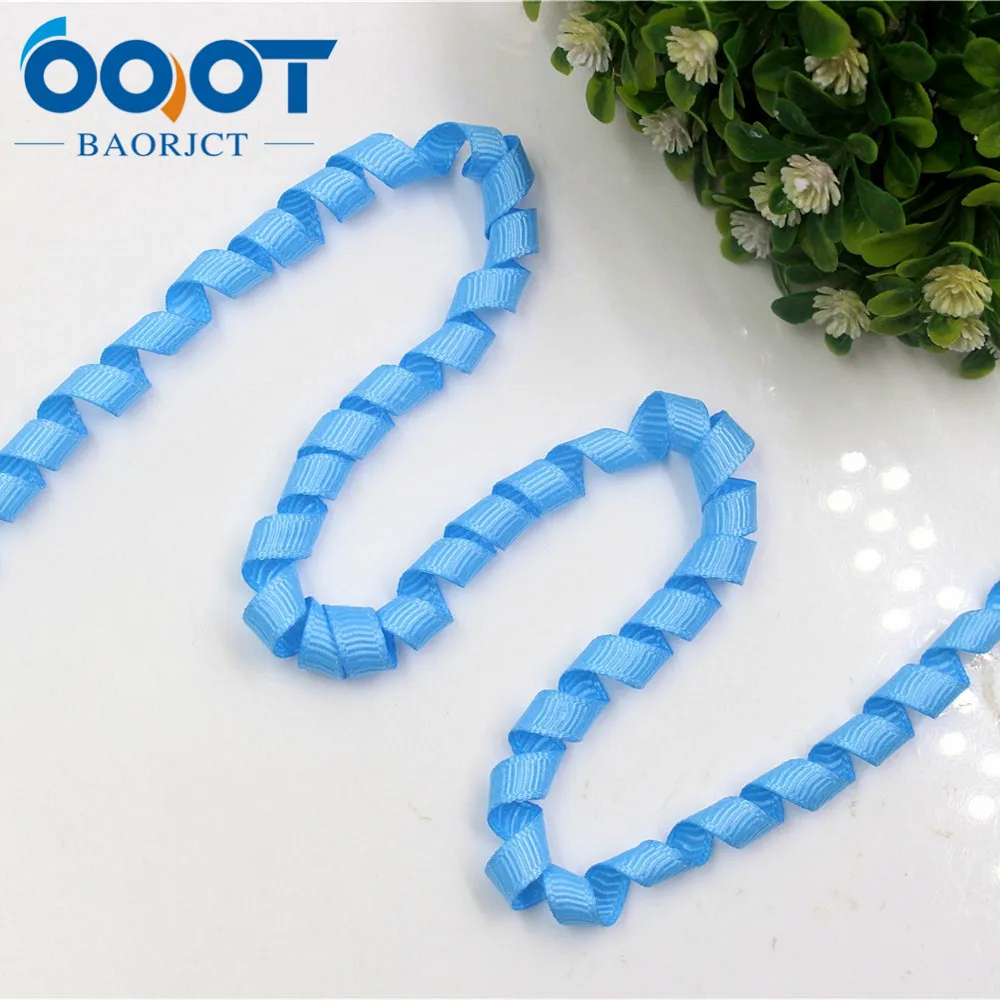 OOOT BAORJCT 178251 6mm Solid color Grosgrain Curly Ribbon For Hairpin Headwear Frizzle Ribbons For Crafts 10pcs/lot