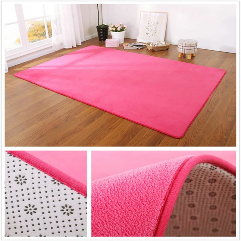 2019 new children crawling mat thick coral fleece carpet fluff rug living room coffee table bedroom bedside blanket baby cushion