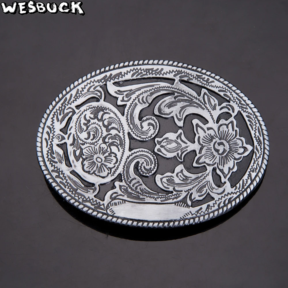 WesBuck Brand Flower Metal Cool Black Belt Buckles for Man Unisex Western Buckle Cowboys Cowgirls Paracord Buckle Luxury Hebilla