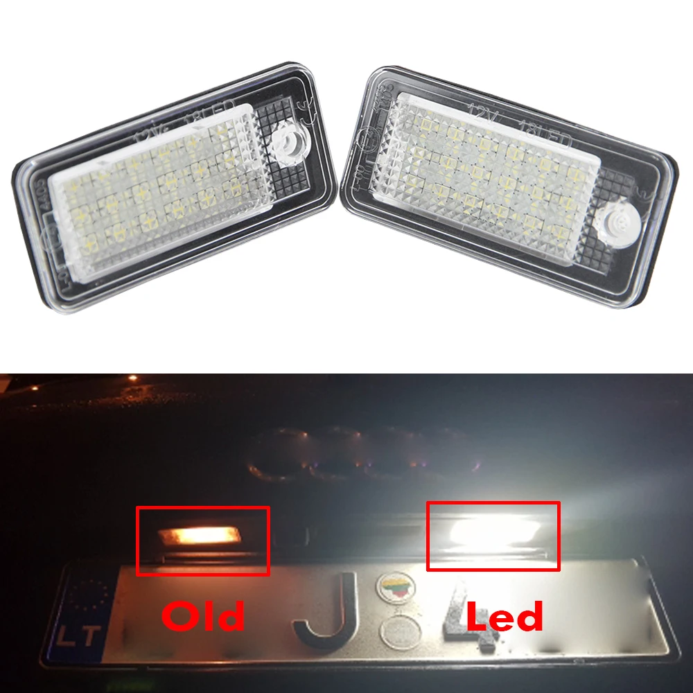 2Pcs Canbus LED Licence Number Plate Light For Audi A3 8P A4 S4 RS4 B6 B7 A6 RS6 S6 C6 A5 S5 2D Cabrio Q7 A8 S8 RS4 Avant