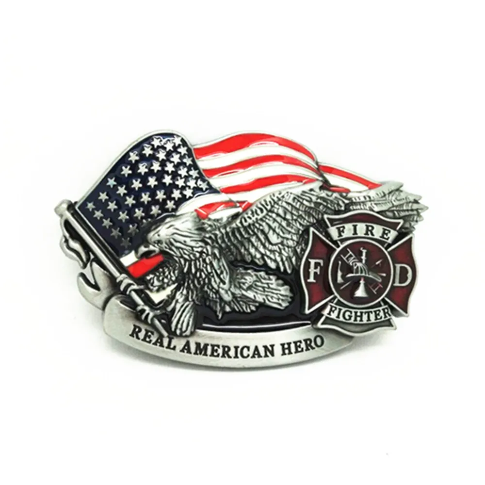 Belt Accessories fire fighter real American hero American Flag Eagle metal belt buckle for belt 4 cm