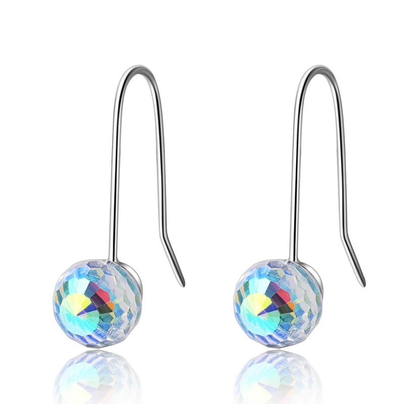 KOFSAC Fashion 925 Silver Earrings For Women Wedding Multicolored Gradient Aurora Crystal Earring Jewelry Lady Engagement Gifts