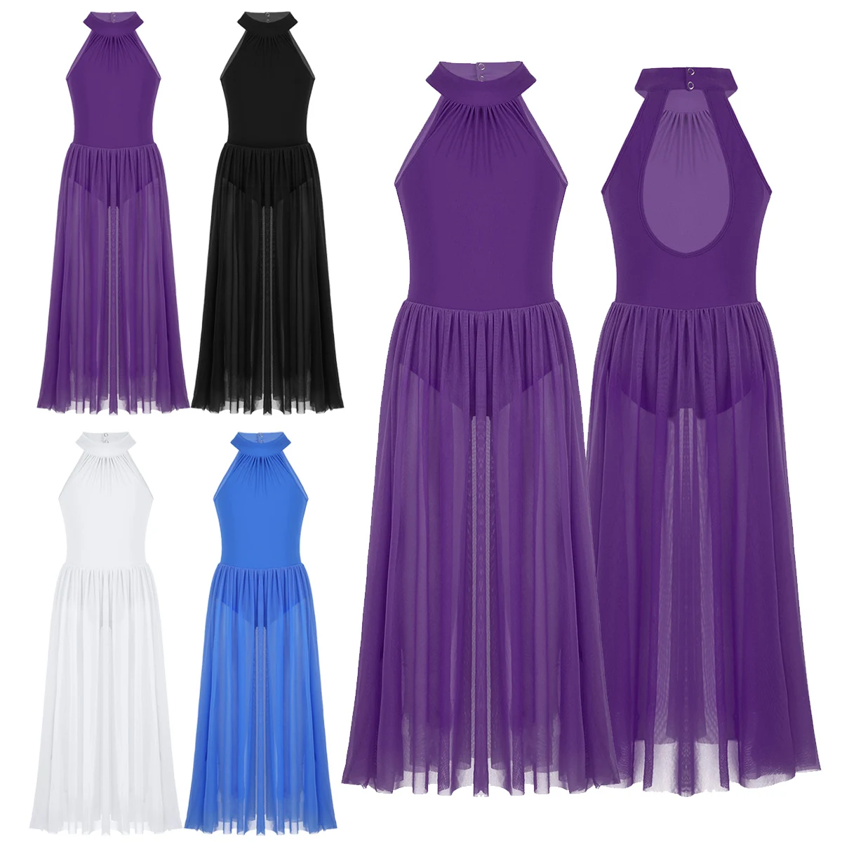 Collant sem mangas para meninas, balé tutu, vestido de dança maxi para celebração do louvor do espírito, trajes de dança lírica para crianças