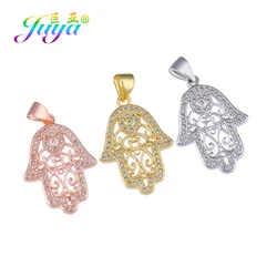 Juya DIY Turkish Jewelry Findings Handmade Hamsa Fatima Charms Pendant For Women Men Bracelet Necklace Making