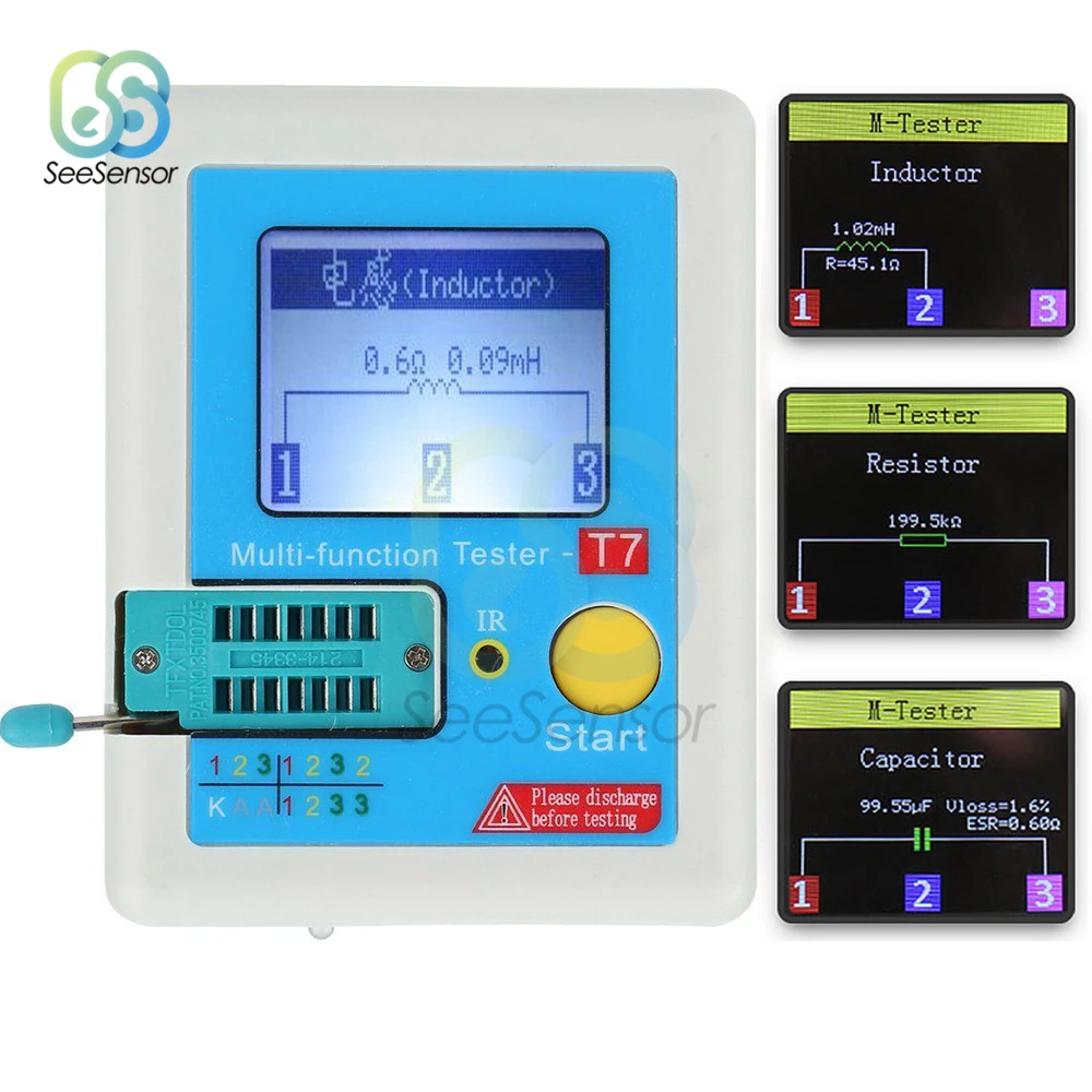 LCR-TC1 LCR-T7 TC-T7-H T7 Multifunctional TFT Backlight Transistor Tester for Diode Triode Capacitor Resistor Transistor