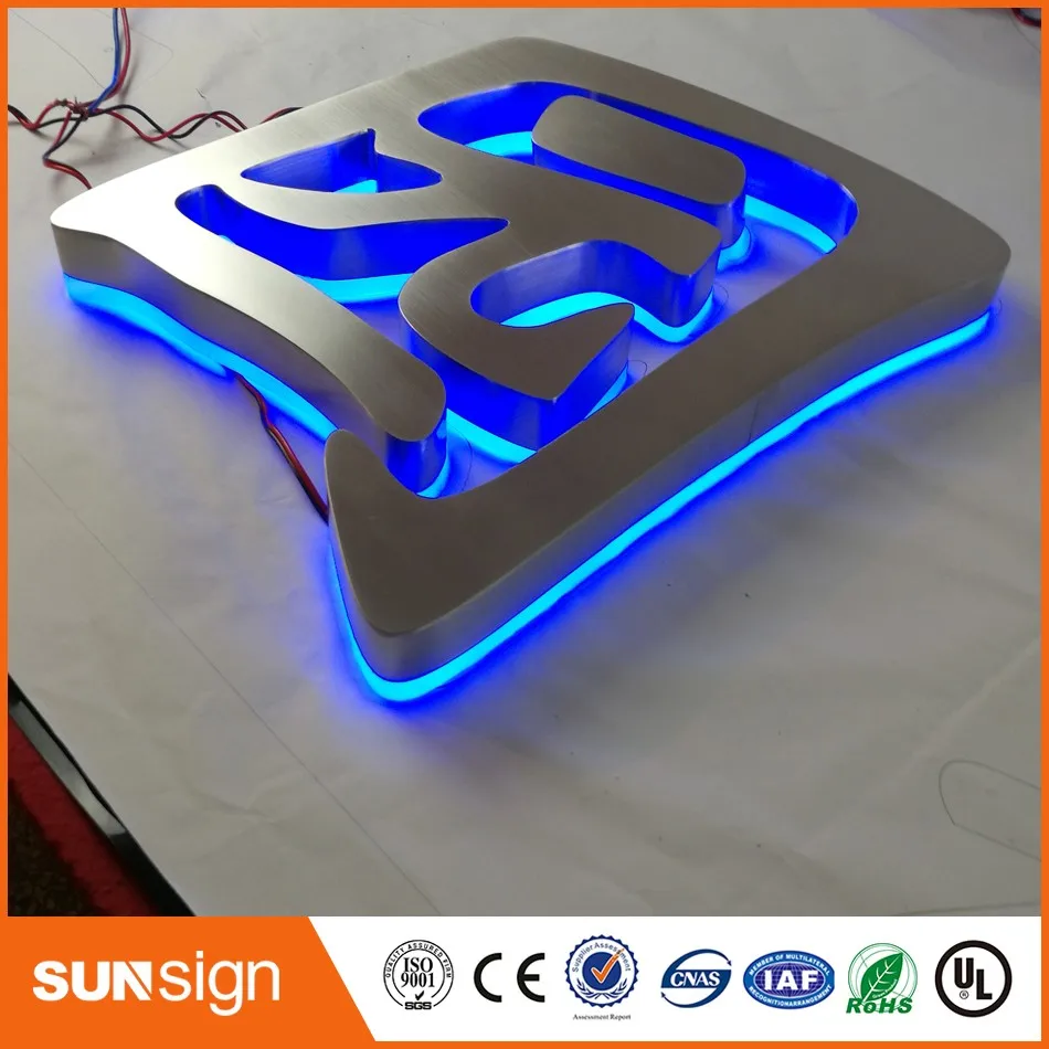 Factory Outlet Outdoor stainless steel LED 3d letter sign logo, stainless steel acrylic lighting up 3d led letter sign