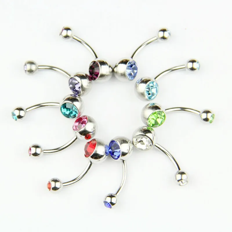 5Pcs/Lot Belly Button Rings Crystal Surgical Steel Body Jewelry Belly Piercing Rings Sex Real Navel Piercing Ombligo Pircing 16G