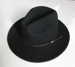 New 100% Wool Waterproof Fedoras Hat Men's Wrinkle-free Equestrian Hat Wide Brim Knight Cowboy Wool Cap Gentleman Hat B-8121