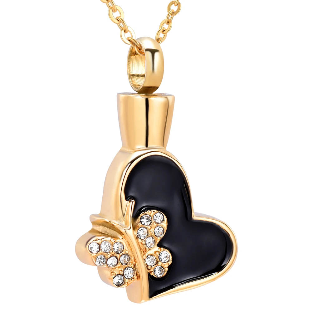 IJD8327 Cremation Jewelry Butterfly Heart Inlay Memorial Urn Necklace for Ashes for Loved One Funeral Keepsake Pendant Jewelry