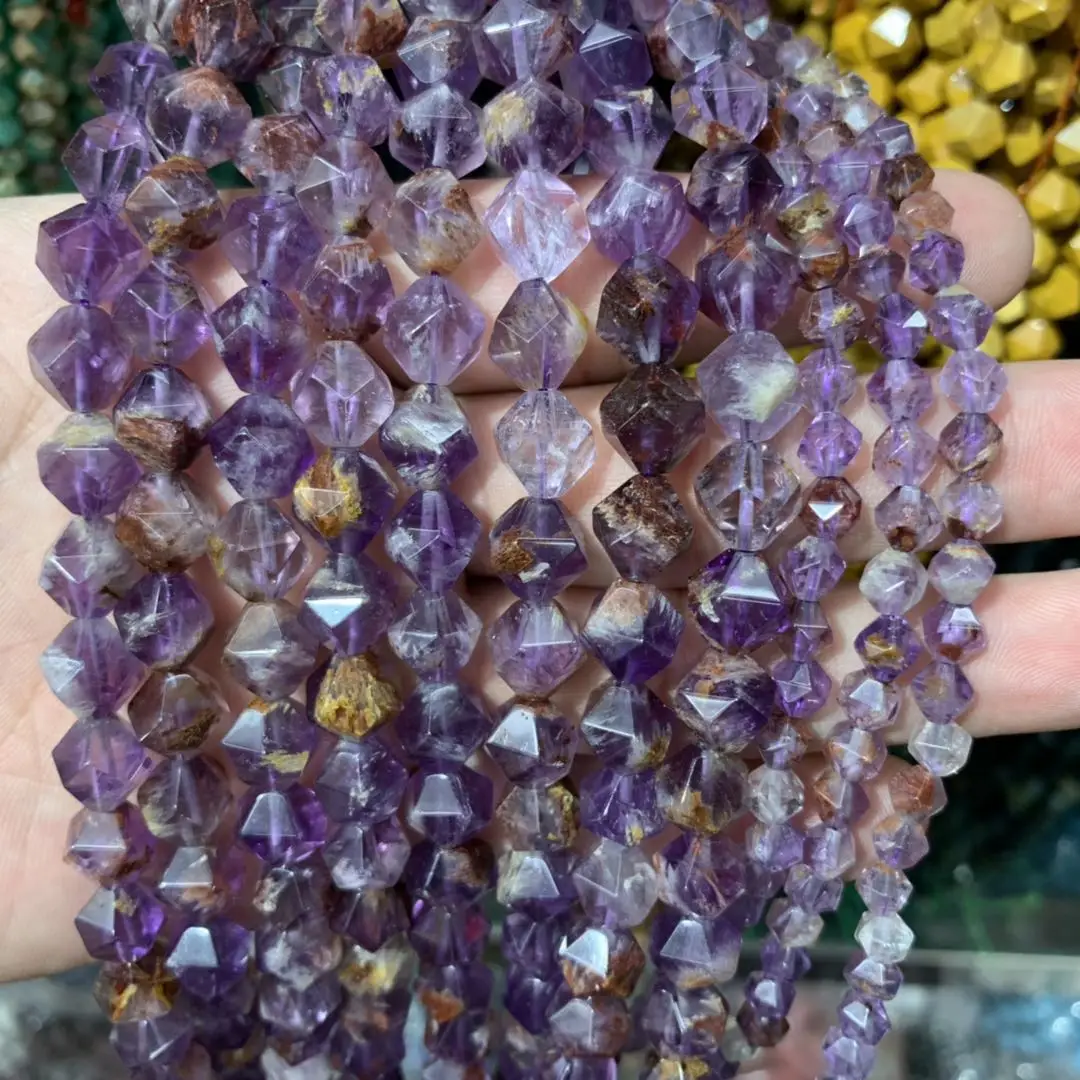 Natural Cacoxenite Amethyst Stone Beads Natural Gemstone Beads Diy Loose Beads For Jewelry Making Strand 15