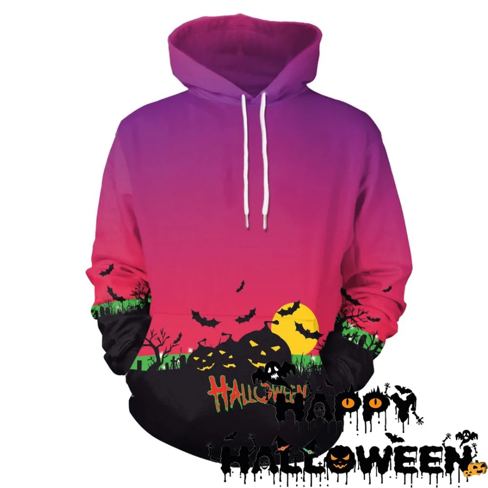 2018 Mới Nhất Đêm Halloween Kinh Dị Bí Ngô Đèn Lồng Áo Nỉ Đảng Unisex Trang Phục 3D Ma In Áo Khoác Trang