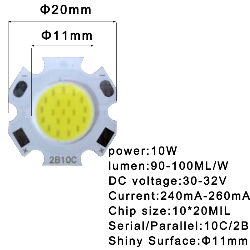 24 adet bir lot 3W 5W 7W 10W LED kaynağı çip yüksek güç LED COB yan 11mm açık ampul ışık lamba spot aşağı işık lambaları
