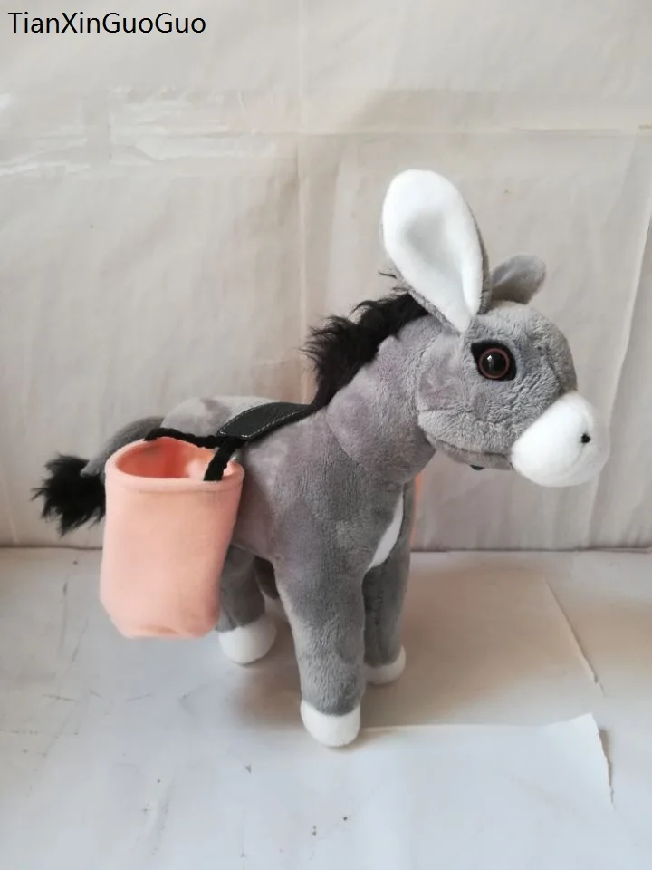 

about 23x25cm cartoon gray donkey plush toy with pen holder soft doll Christmas gift s2203