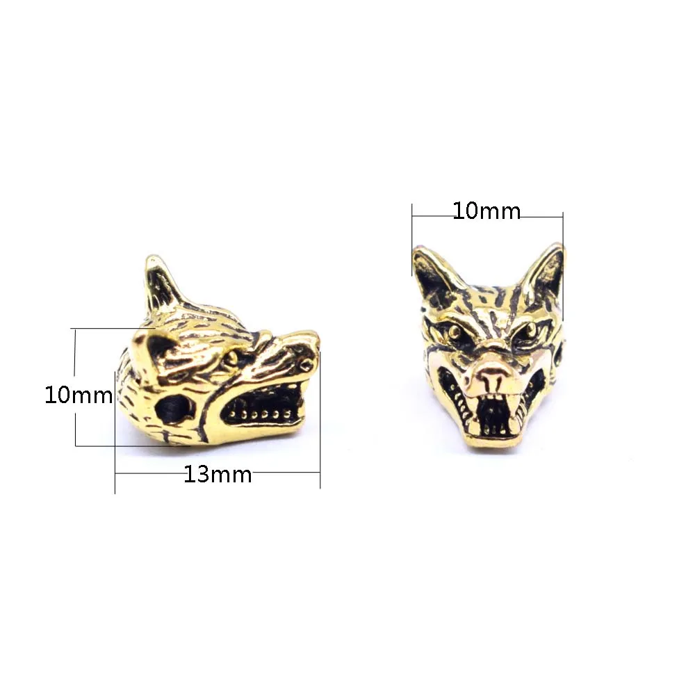 Wholesale 10 pcs/lot New Arrival Animal Style Bracelet Accessories Wolf Head Beads for Jewelry Making DIY Components