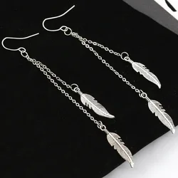 여자 긴 술 매달려 귀걸이 잎 깃털 드롭 Brincos Bijoux Boucle d' oreille 보석 귀걸이