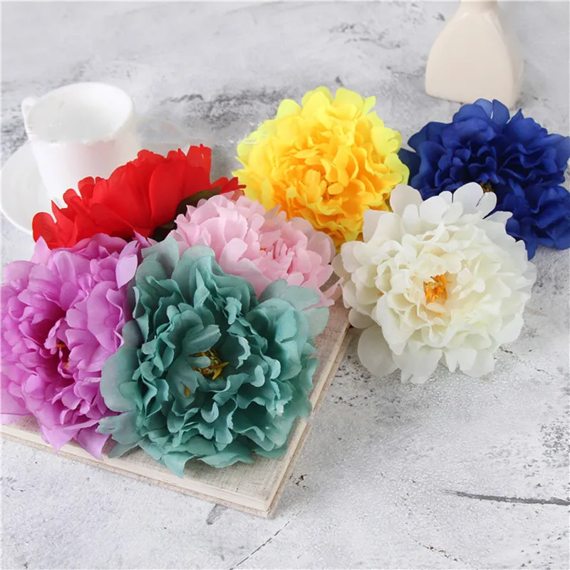 5pcs Large Peony Flower Head Silk Artificial Flower For Wedding Party Home Decoration DIY Craft Flower 13cm