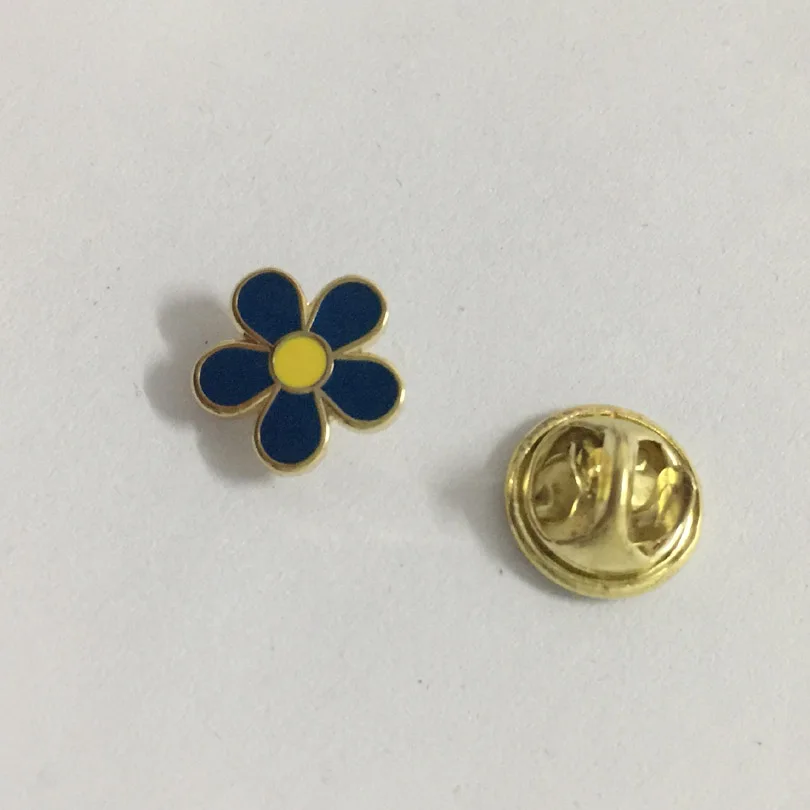 

10pcs/lot wholesale 10mm cute blue flower brooch pins badges wholesale factory custom Freemasonry lapel pin mason