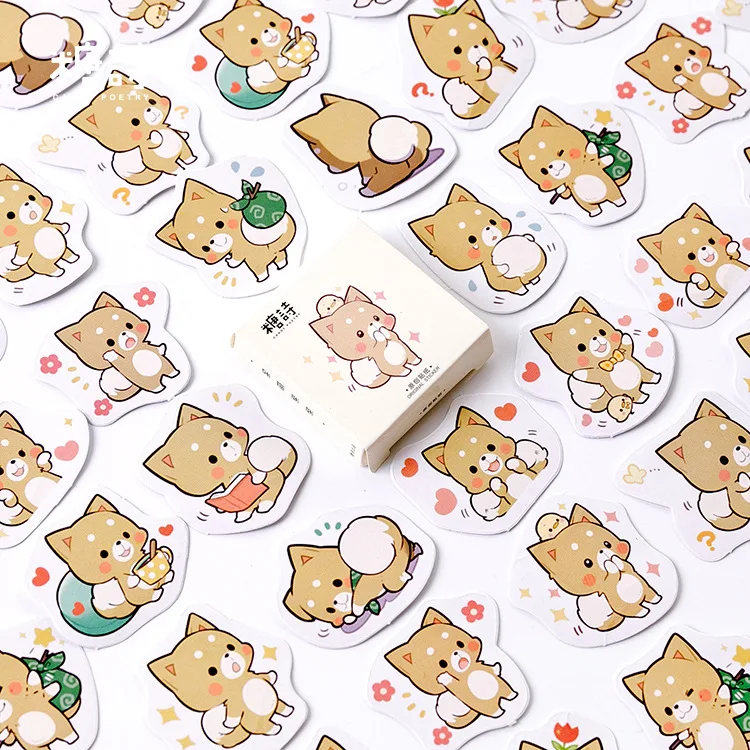 45pcs/pack cute Akita dog Sticker Decoration Diy Ablum Diary Scrapbooking Label Sticker Kawaii Japanese Stationery Stickers