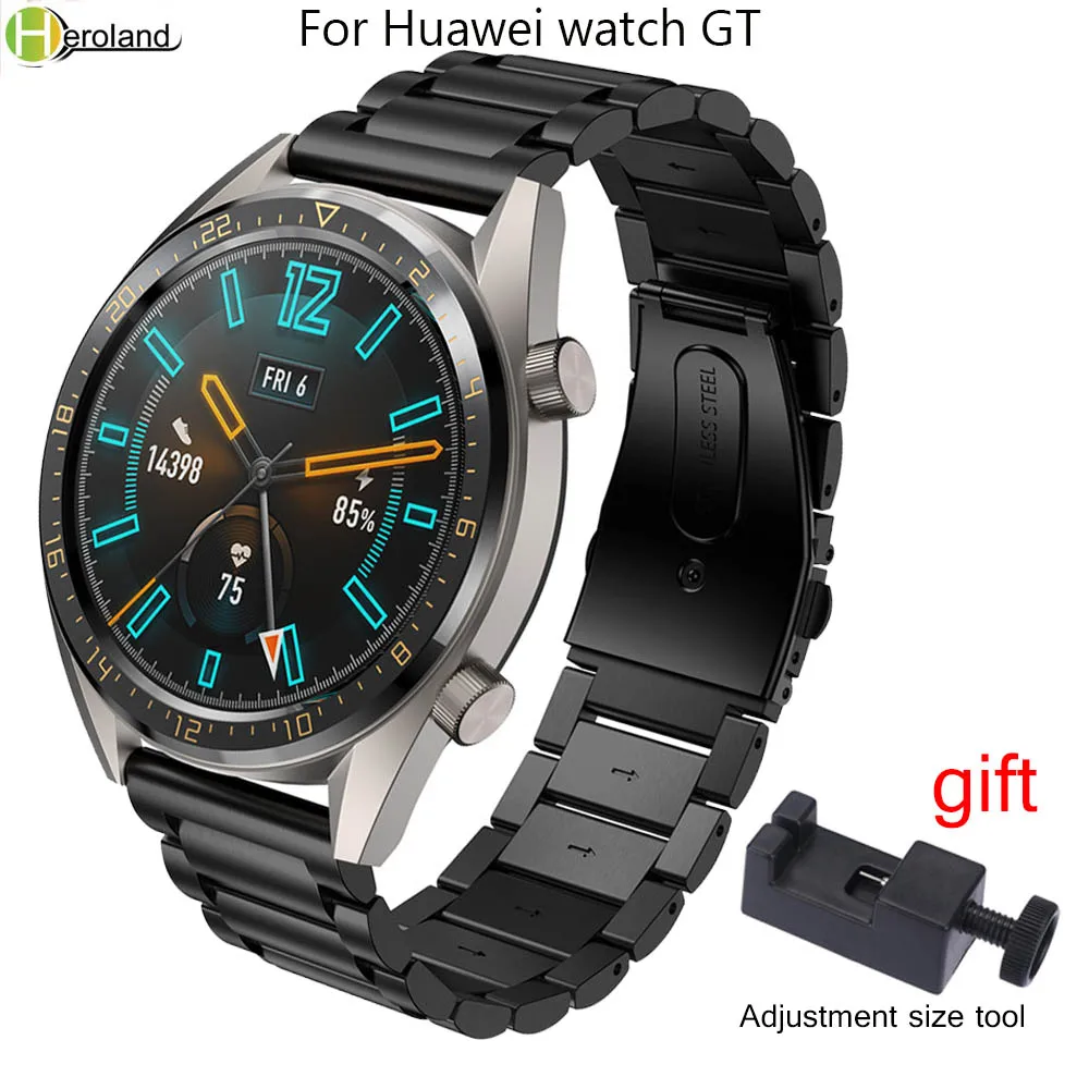 22mm WatchStrap Stainless Steel For Huawei Watch GT1 / GT 2 46mm Quick Release Watchband For Samsung Gear S3 Wristband +Tool