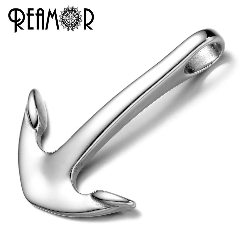 REAMOR Stainless Steel Simple Anchor Hook Clasps For Leather Bracelet Connectors Necklace Pendant DIY Jewelry Making Accessories