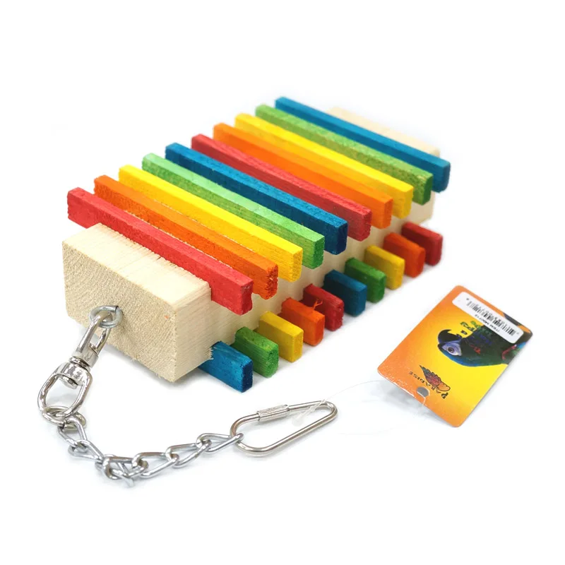 CAITEC Bird Toys Rainbow Steps Wooden Parrot Toy Chew Bite Toys Parrot Cage Toys Suitable for Medium Size Parrots